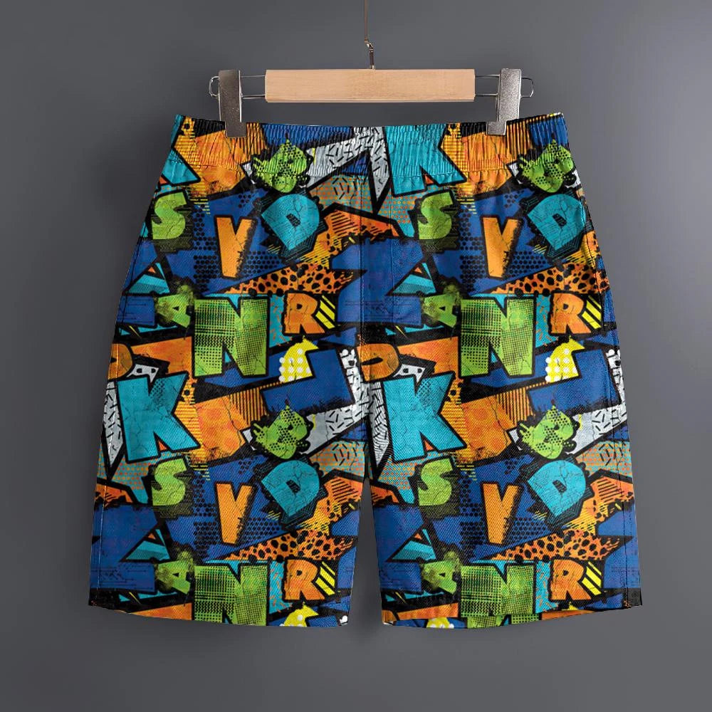 Men's Hawaiian 3D Comic Cartoon Pattern Beach Shorts Quick Dry Outdoor Leisure Sports Shorts Fashion Men's Shorts
