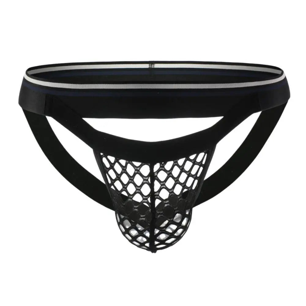 Men Jockstrap Underwear Underpants Sexy Transparent Mesh Thongs G string T-back Panties Breathable Briefs for Man
