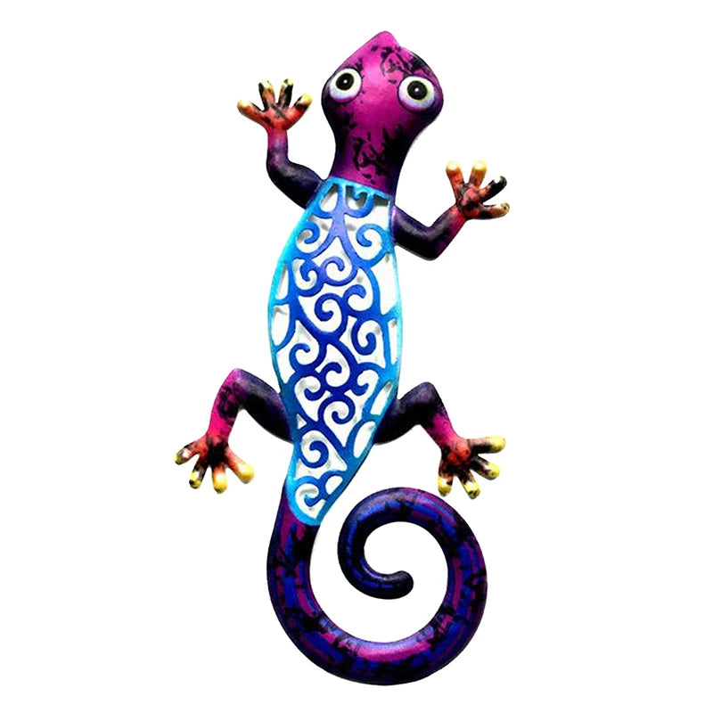 Hanging Metal Gecko Wall Decor Gecko Art Craft Sculptures Lizard For Outdoor Backyard Porch Lawn Garden Home Wall Decoration