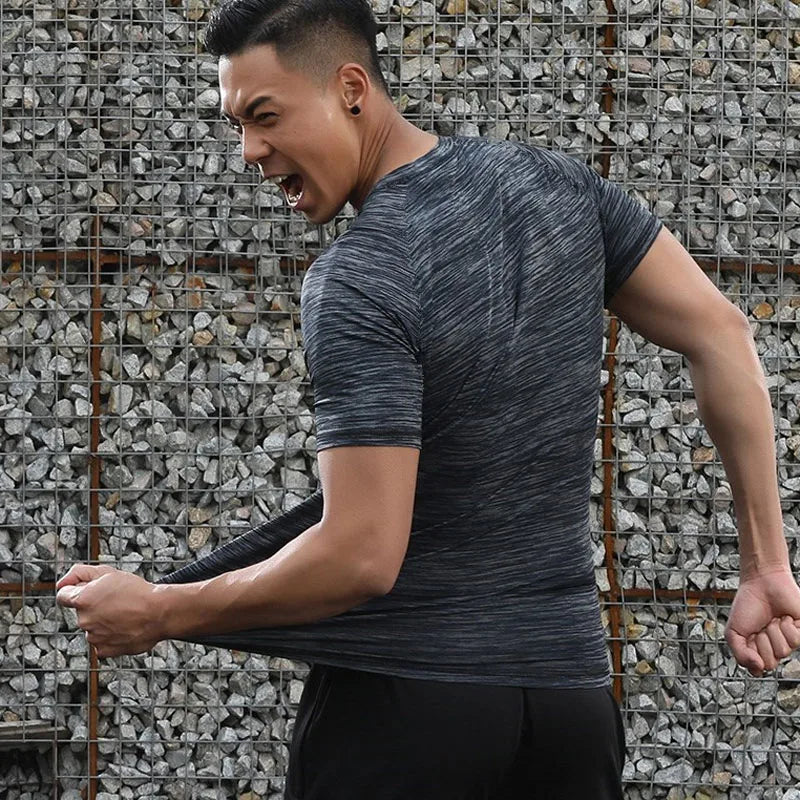 Grey Sport T-Shirts Men's Summer Short Male T-shirt's O-Neck Short Sleeve