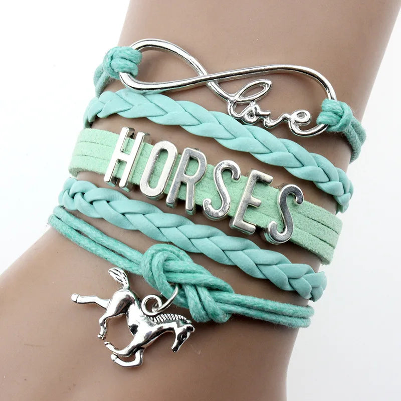DIY Handmade Horse Charm Pendant Bracelet Trendy Animal Charms Jewelry for Equestrian Fans