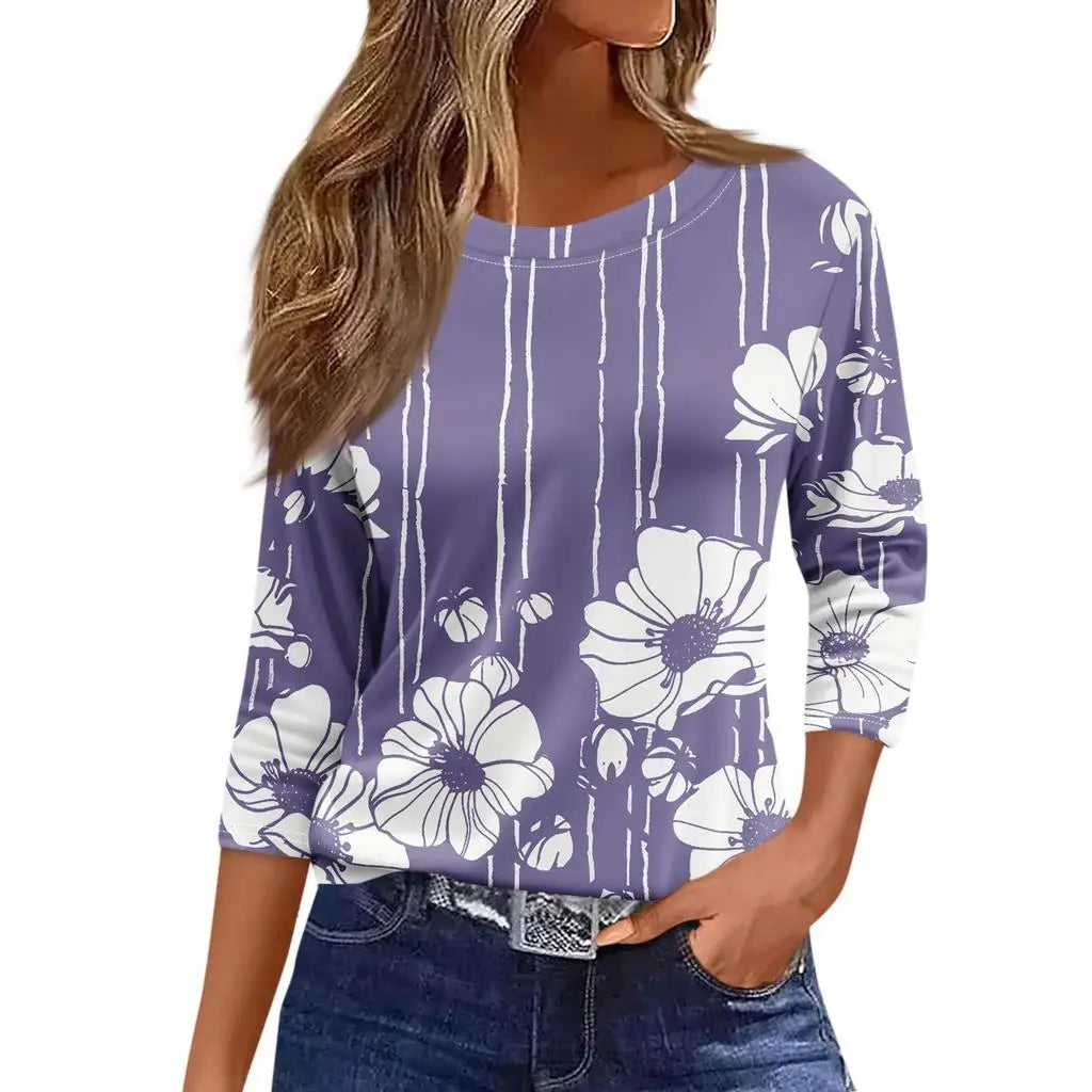 2024 New Women's Sweatshirt Designer Round Neck Long Sleeve Loose Casual Autumn Fashion Floral Fun Pattern Print Tops