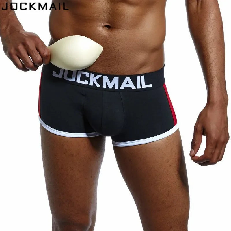 JOCKMAIL Mens Underwear Boxers Bulge Enhancing with Push Up Cup Underwear Men Shorts Trunk Enlarge Mens Panties Underpants