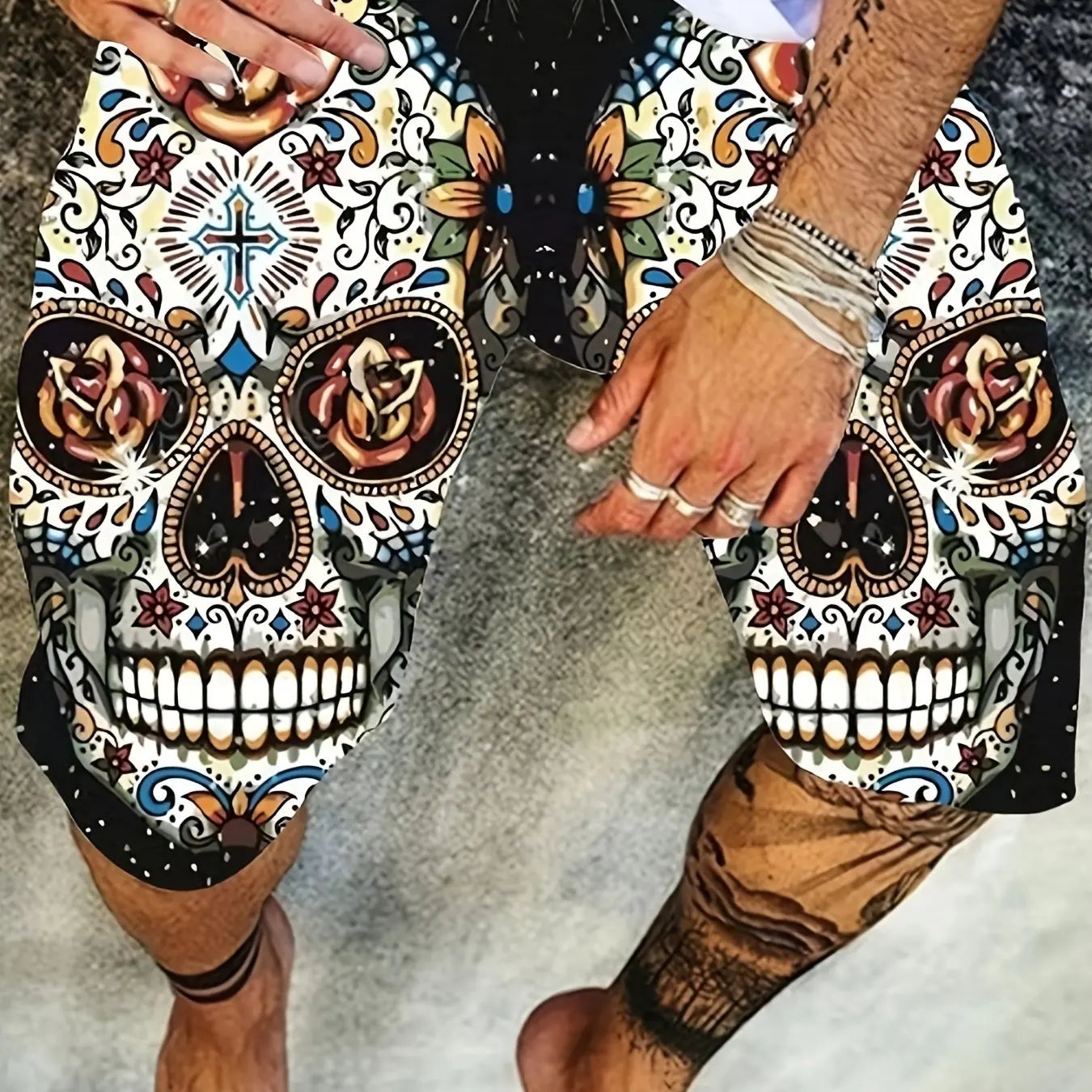 New 3D printed skull print men's sports leisure holiday travel personalized hip-hop cool shorts summer beach shorts S-5XL