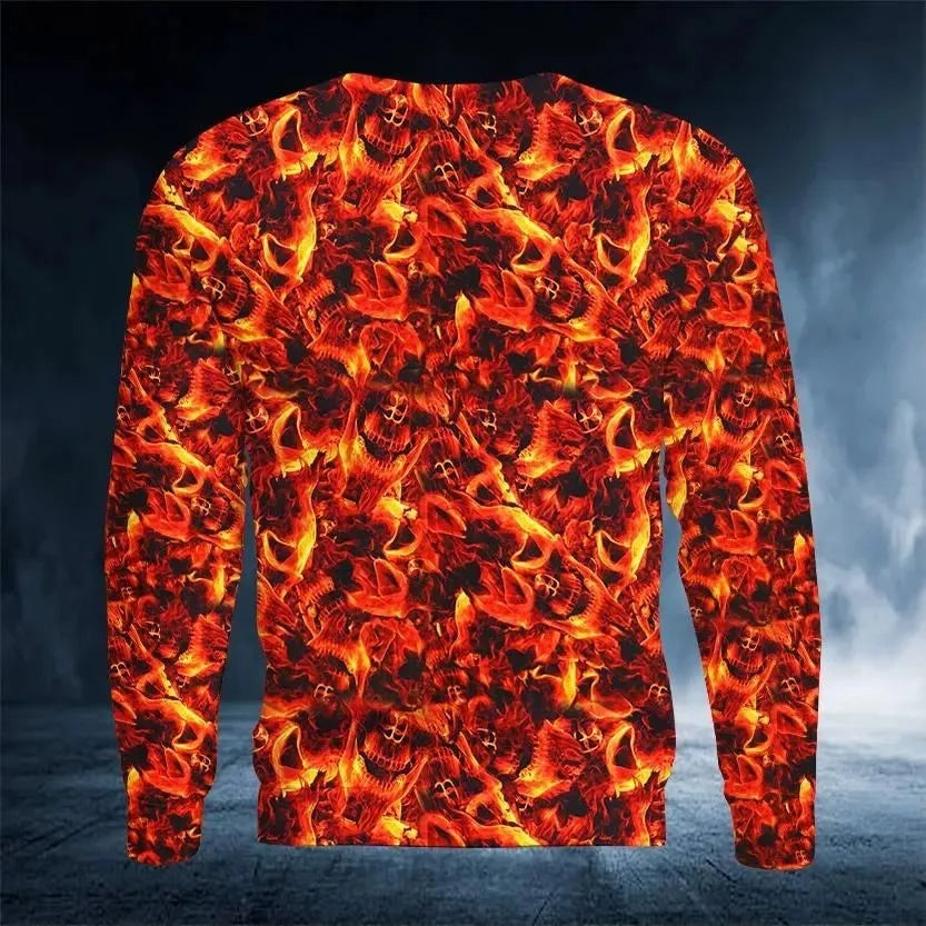 2023 New Men's Autumn Round Neck Long Sleeve T-shirt =Retro Skull 3D Pattern Print T Shirts Casual Fashion Tops Men Clothing