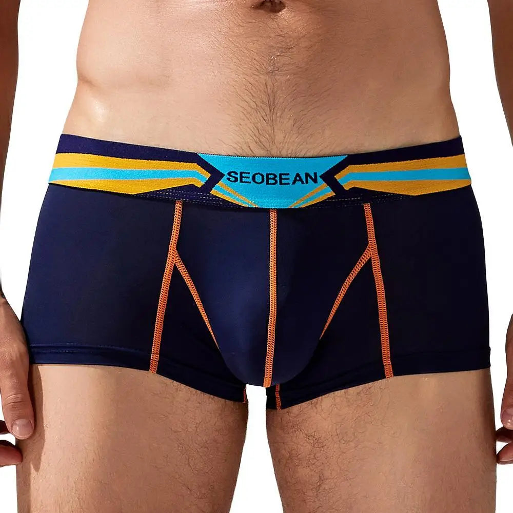 SEOBEAN Men's Ice Silk Boxer Briefs Breathable Nylon Underpants Soft Comfortable Loose Fit for Daily Home Wear