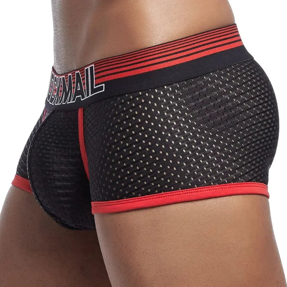 Sexy Men Underwear Boxer Shorts New Trunks Mens Boxershorts Underware Boxers Funny Low Waist Nylon Mesh Breathable Quick Drying