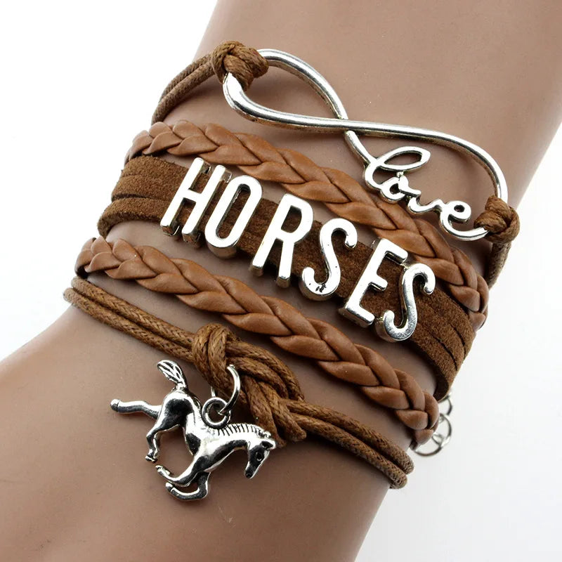 DIY Handmade Horse Charm Pendant Bracelet Trendy Animal Charms Jewelry for Equestrian Fans