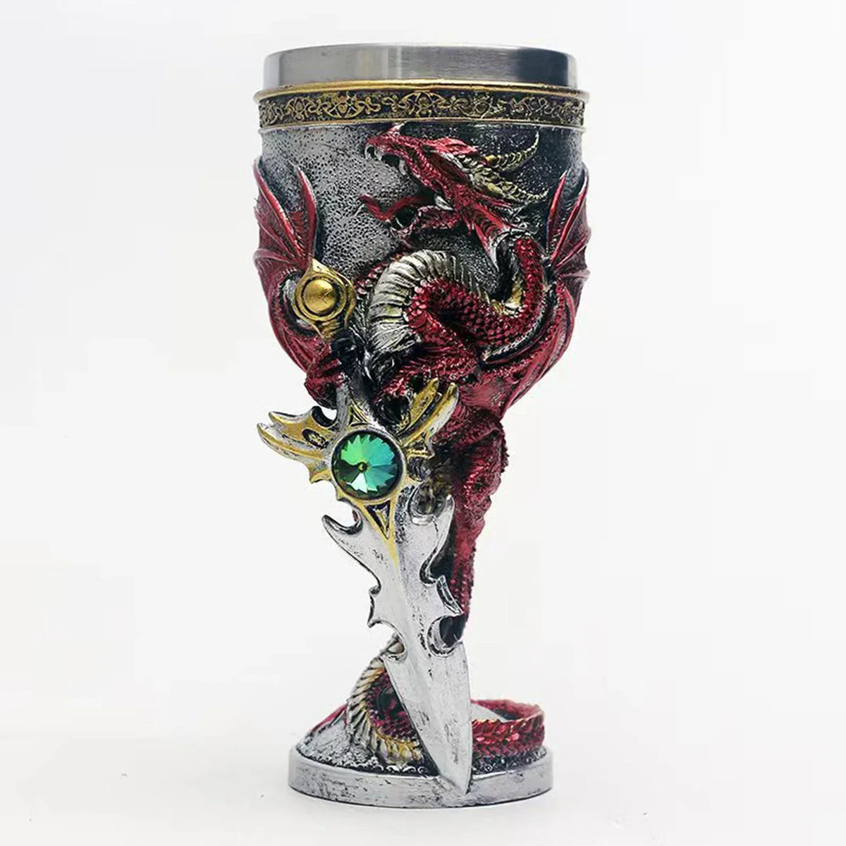 Medieval Dragon Sword Beer Mug Goblet Resin Stainless Steel Wine Glass Cocktail Glass Personalized Gift Bar Decoration Ornaments