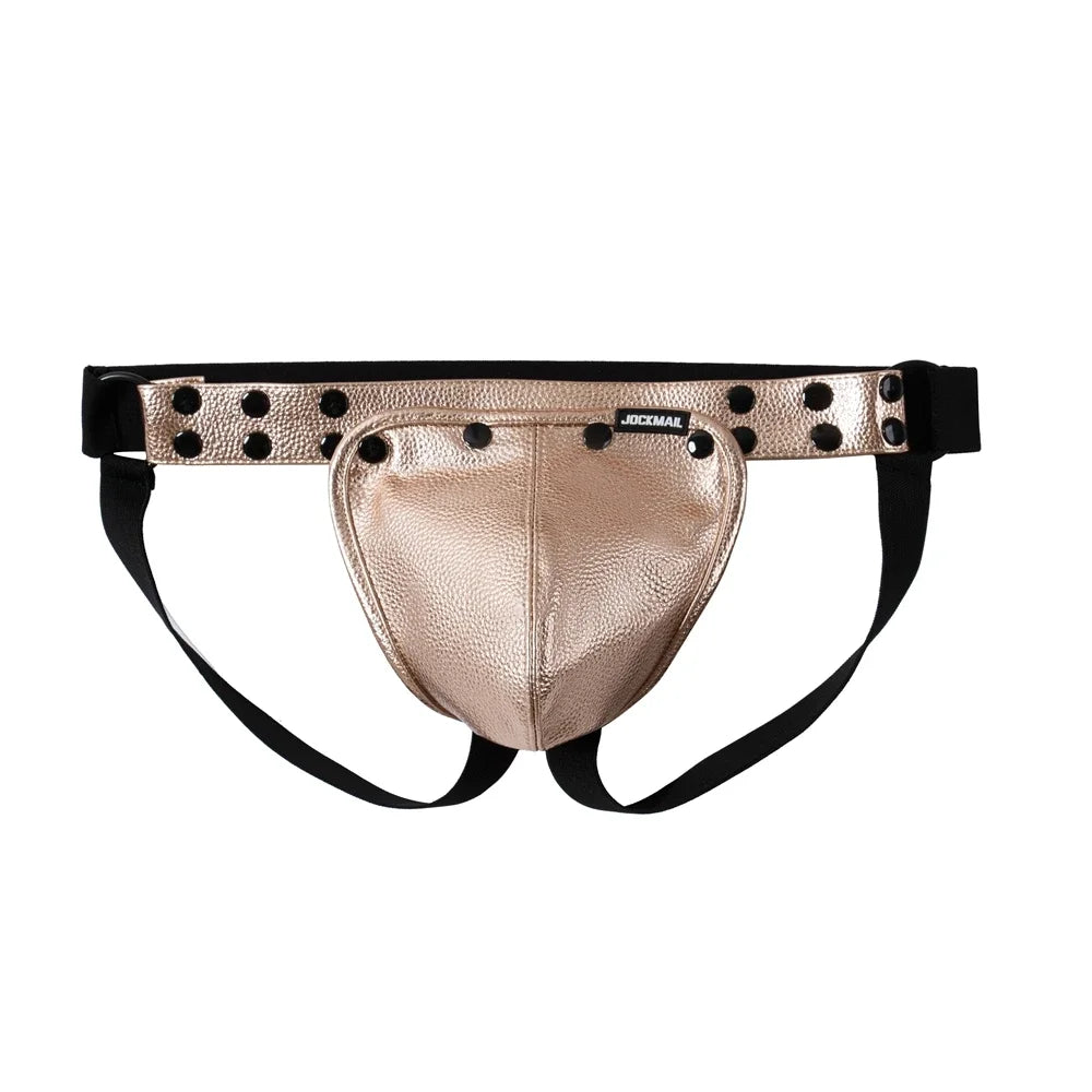 Men's Leather Tri Harness Chest Armor Buckles Adjustable Size Removable Pouch Faux Leather Jockstrap Gay Underwear Costumes