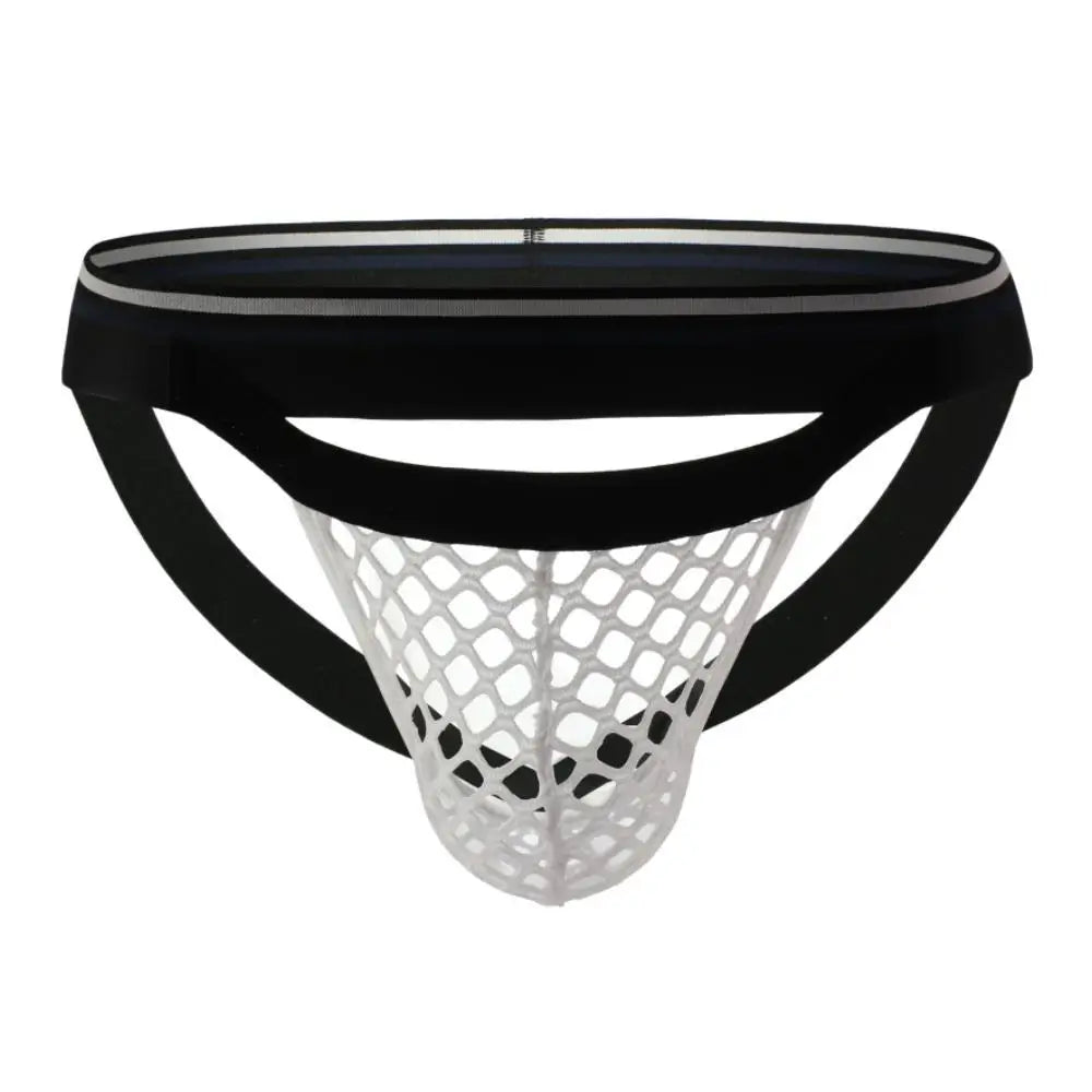 Men Jockstrap Underwear Underpants Sexy Transparent Mesh Thongs G string T-back Panties Breathable Briefs for Man