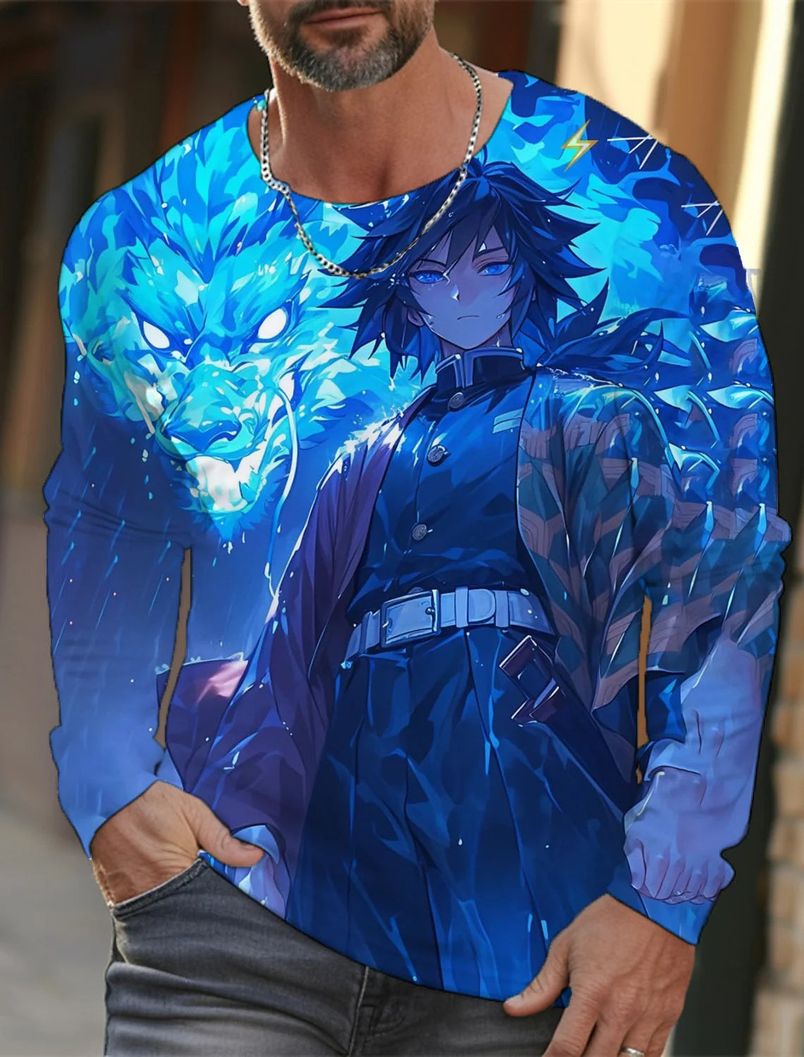 Men's long-sleeved T-shirt 3D printing anime printing men's long-sleeved T-shirt autumn tops HD pattern printing T-shirt