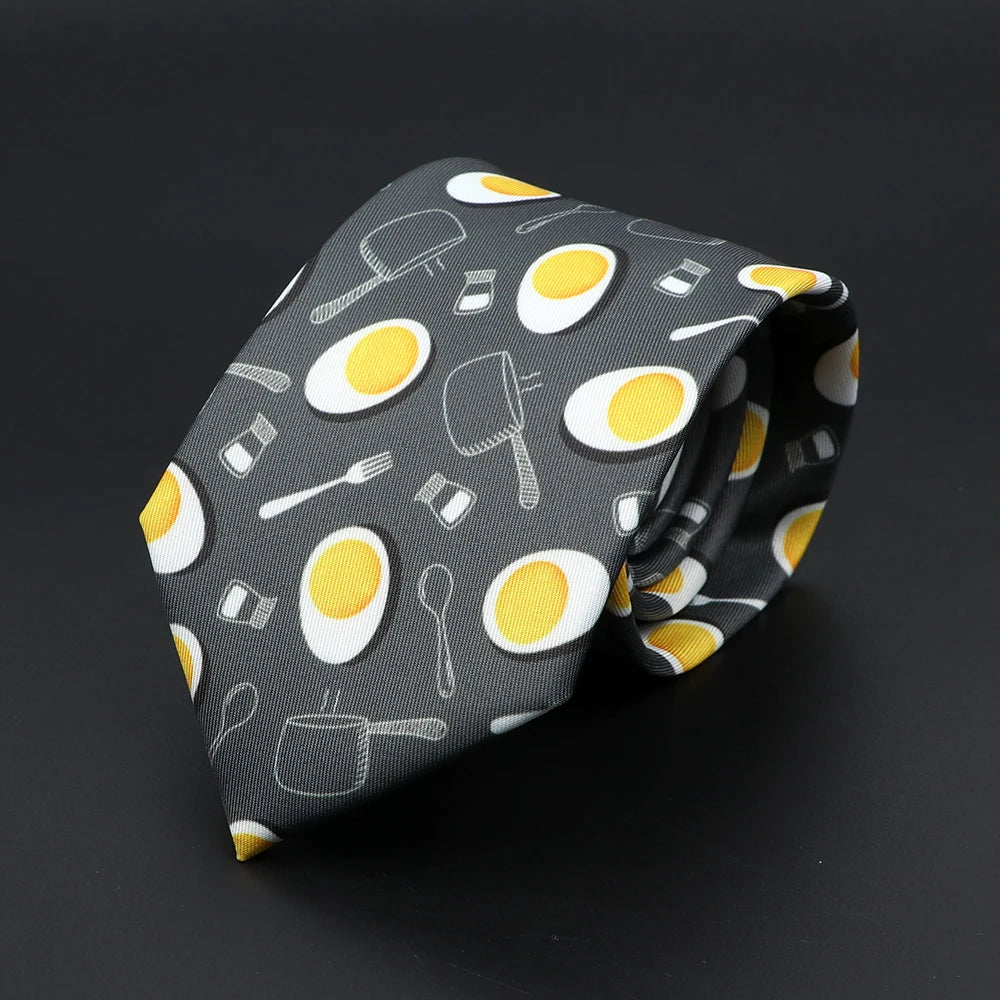 New Design Novelty Mens Ties Soft Skinny Necktie Lips Skull Fish Hamburger Patten Print Ties For Men Wedding Party Accessories