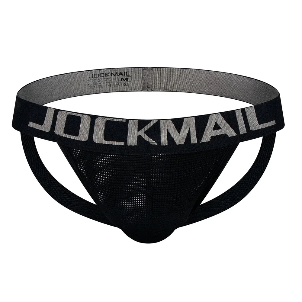Jockmail Mens Jockstrap Mens Panties Sexy Tangas Mesh Ice Silk Gay Men Underwear Sissy Calzoncillos Hombre Slip Thong Fashion