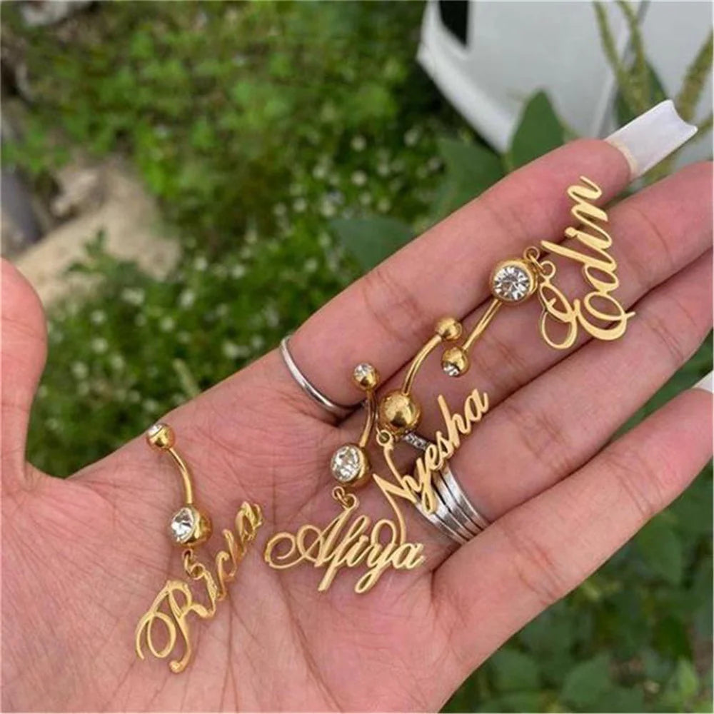 Custom Personalized Sexy Perforation Name Navel Ring Name Navel Ring Crystal Name Navel Ring Fashion Body Jewelry