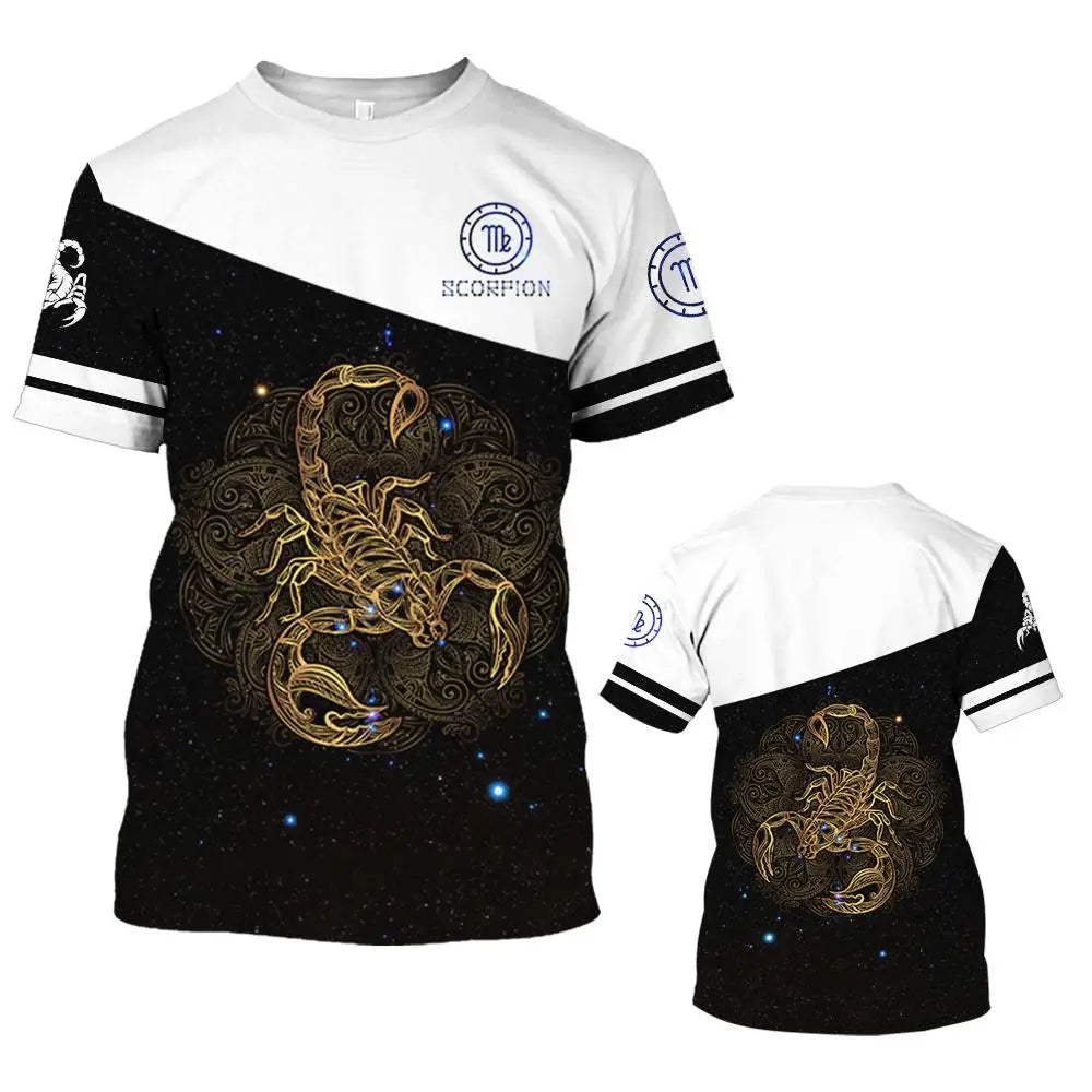 Animal Men's T Shirt Summer Short Sleeve Scorpion 3D Print Funny T-Shirts Fashion Casual Male Sportshirt Oversized Mens Clothing