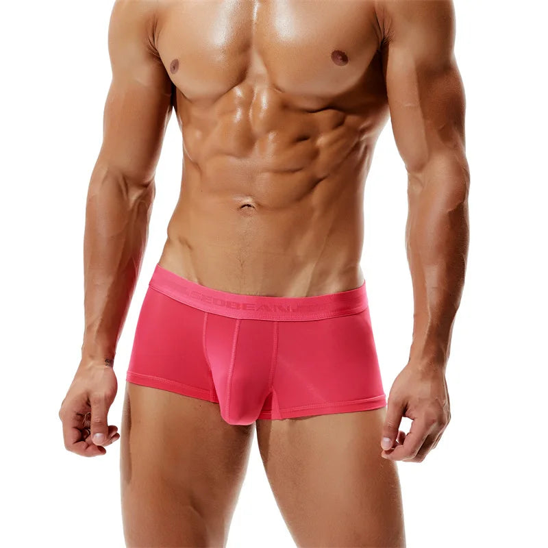 SEOBEAN Mens Boxers Sexy Underwear Men Underpants U convex Pouch Male Panties Low Waist Solid Boxer Shorts