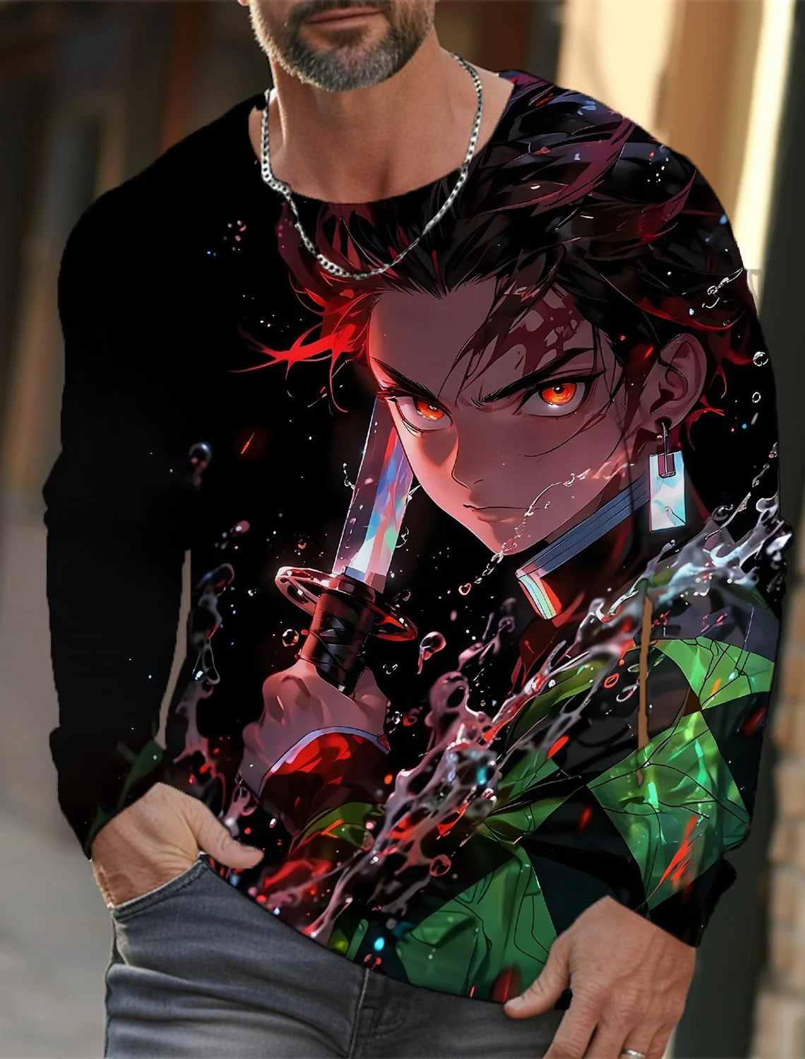 Men's long-sleeved T-shirt 3D printing anime printing men's long-sleeved T-shirt autumn tops HD pattern printing T-shirt
