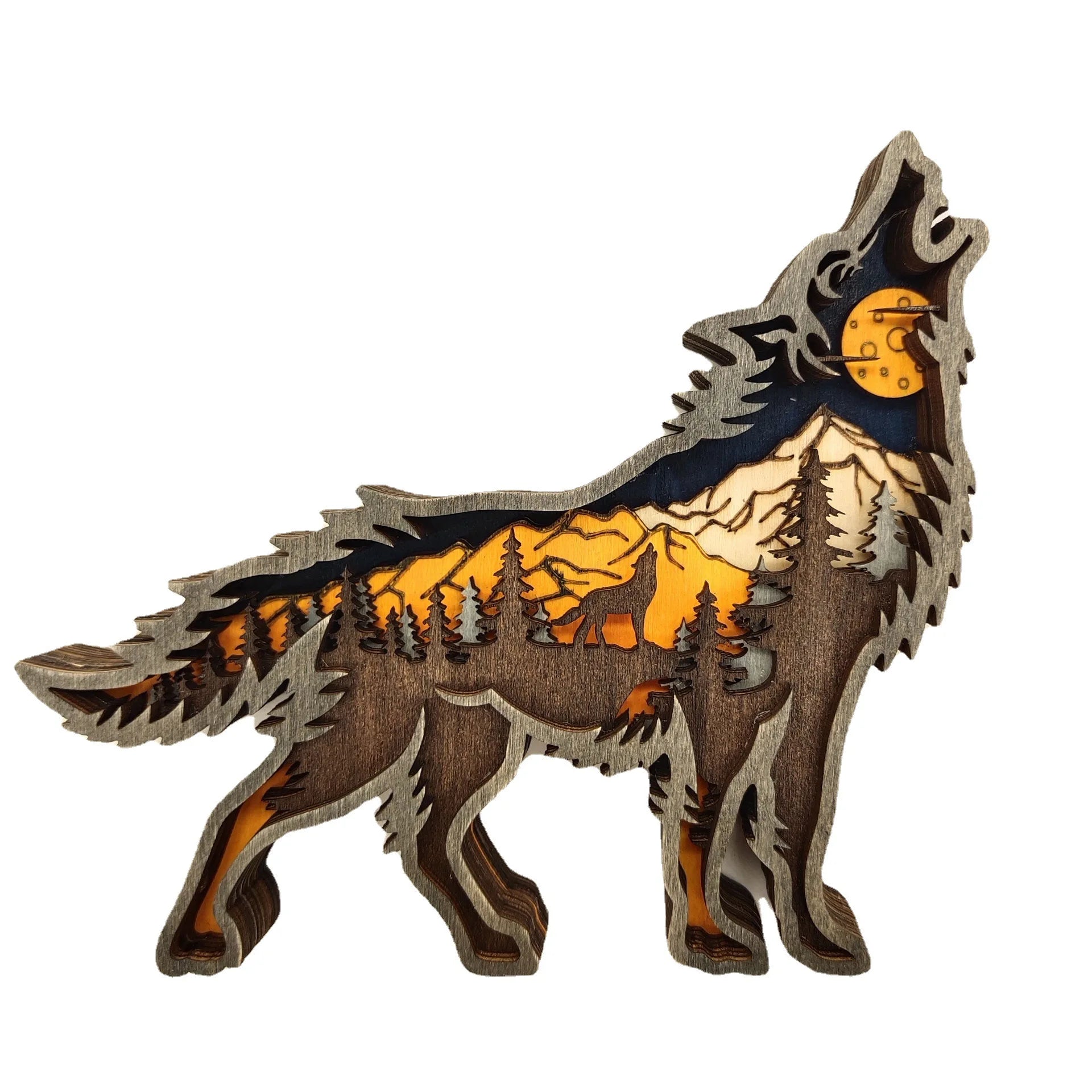 Wooden Hollow Christmas Animal Carving Desktop Home Craft Butterfly Ornament Living Room Decorative Accessory