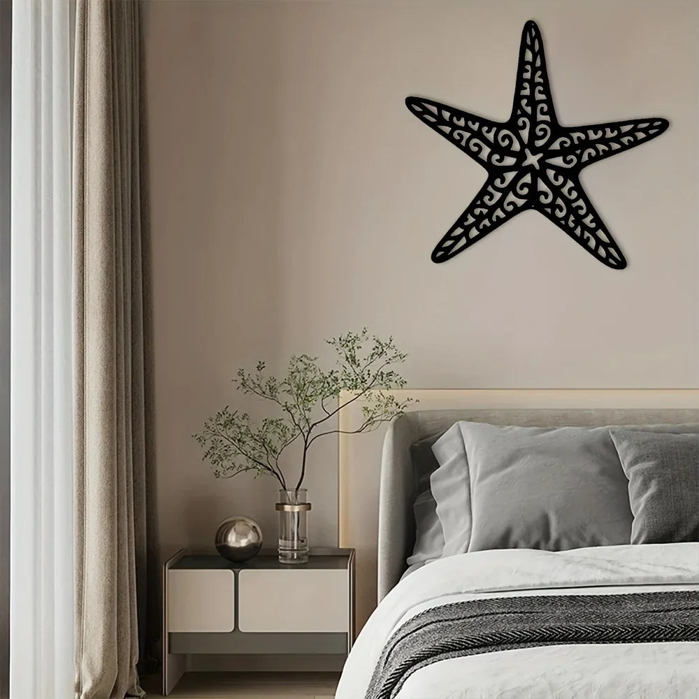 1pc Coastal Starfish Ocean Beach Metal Wall Art,Metal Wall Art Interior Decoration, Home Wall Hangings Home Decor