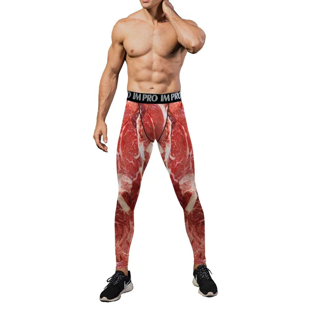 VIP FASHION 3D Muscle Printed Compression Leggings Gym Clothing Men Running Tights Jogging Pants Anime Party Cosplay Costume