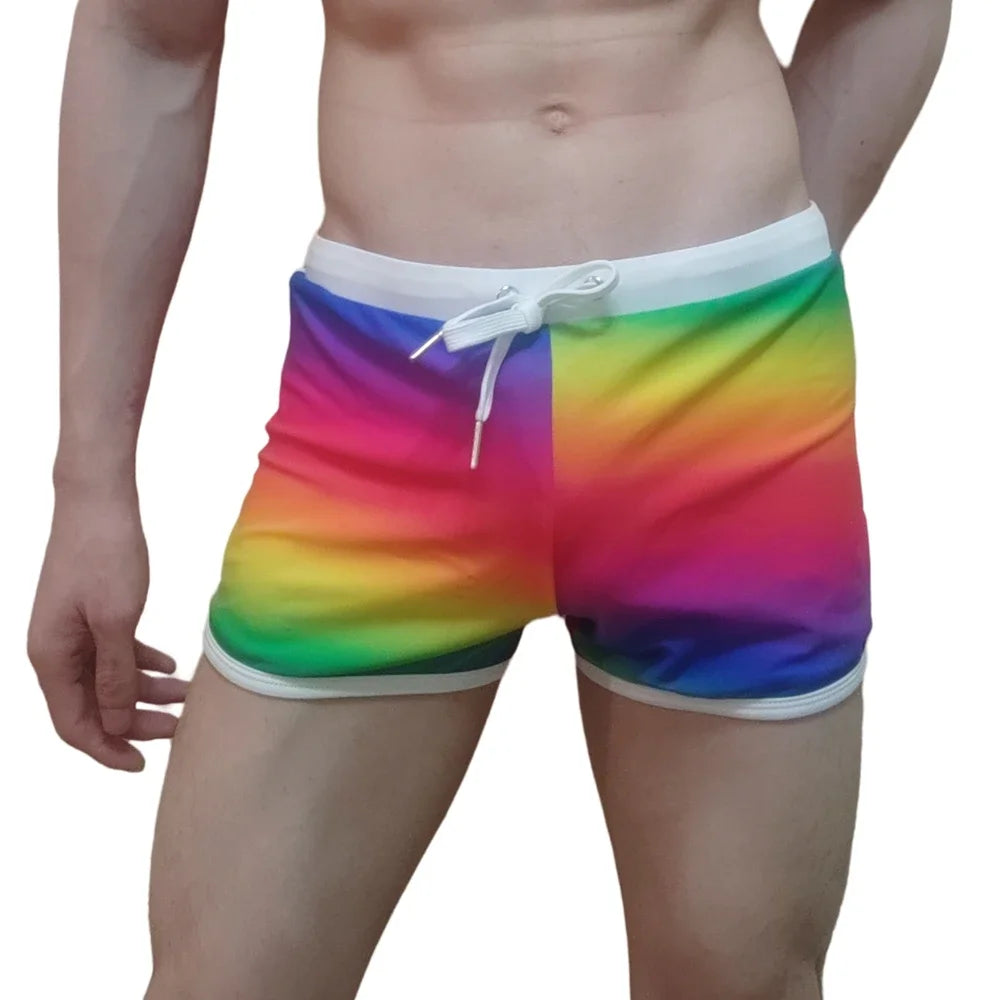 JOCKMAIL Print Men's Swimwear Trunks Sexy Beach Surfing Swim Suit Shorts Men Swimsuit Swimming Pants Nylon Ice Silk Home Shorts