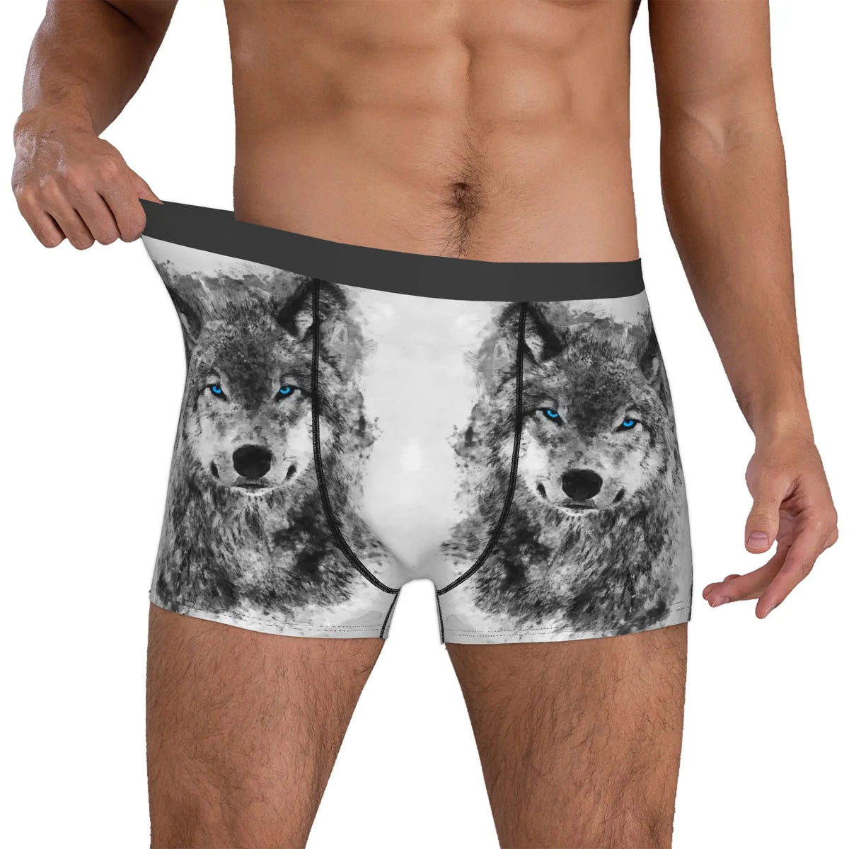 Grey Wolf Maw Boxer Shorts For Homme 3D Print Animal Underwear Panties Briefs Stretch Underpants