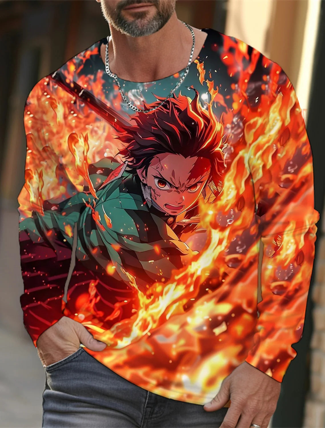 Men's long-sleeved T-shirt 3D printing anime printing men's long-sleeved T-shirt autumn tops HD pattern printing T-shirt