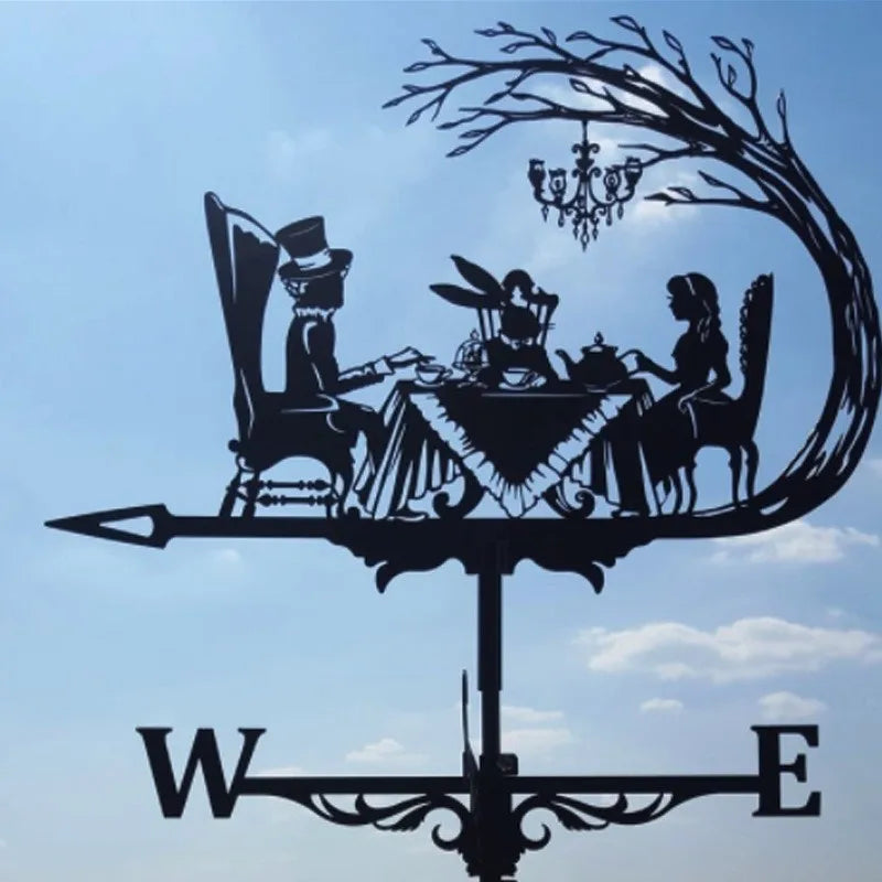 Metal Weathervane,Witch Iron Weather Vane,Sea Rover Wind Direction Indicator Garden Decoration Outdoor Roof Decoration Gardening