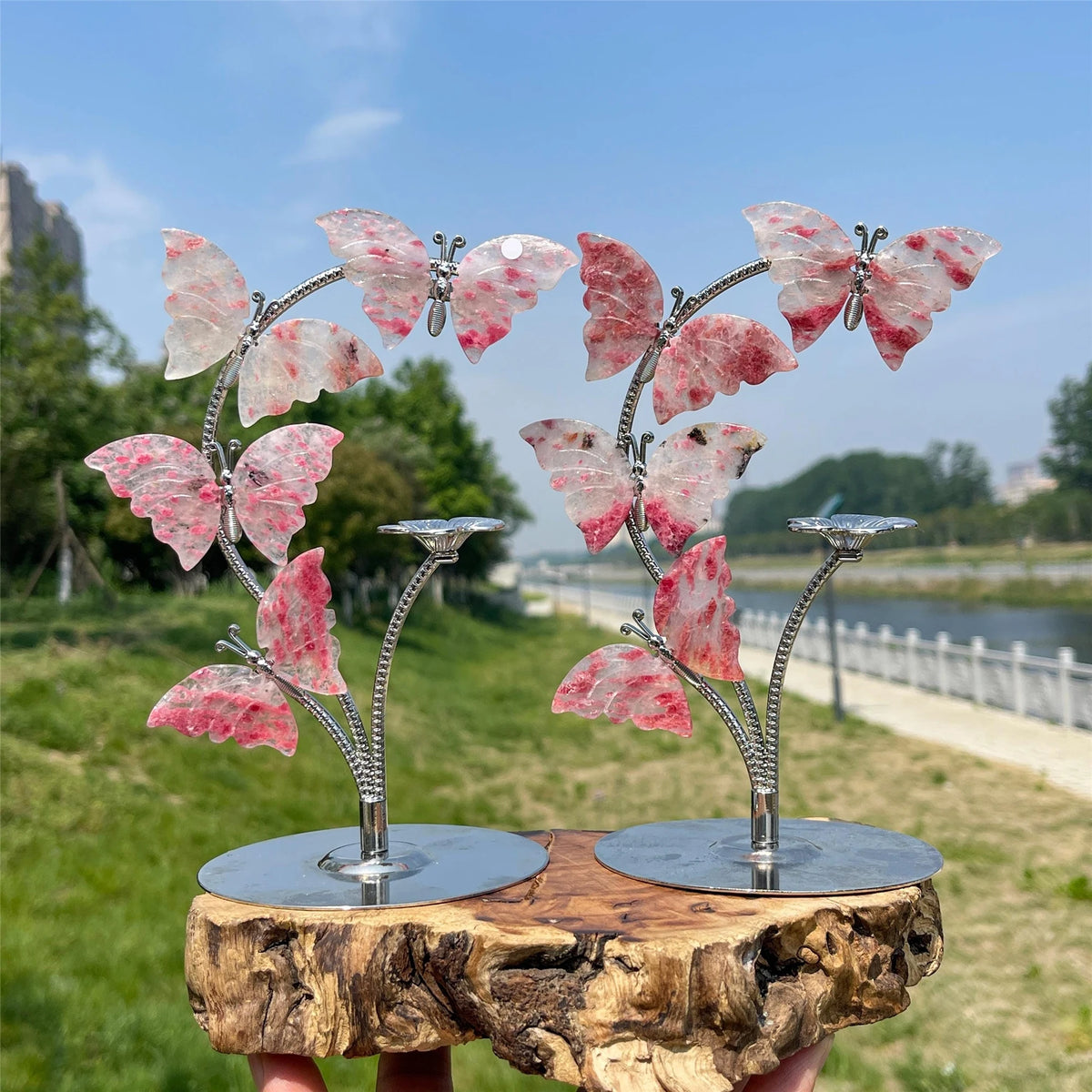 Natural Amethyst Butterfly Holder Carving Hand Polished Crystal Butterfly Stand With Crystal Sphere Base Home Decor Gif