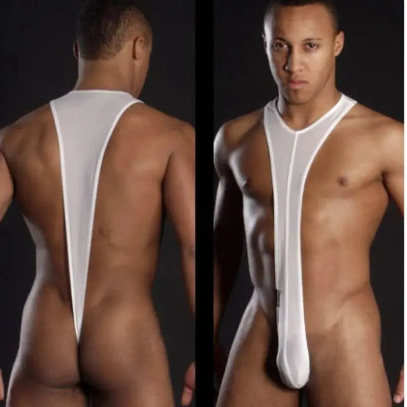 GUUOAT Gay Pornographic Bodysuit for Men Overall Pullover Fun Underwear Strap Pants Latex Male Fetishism Secret Brief Small Bag