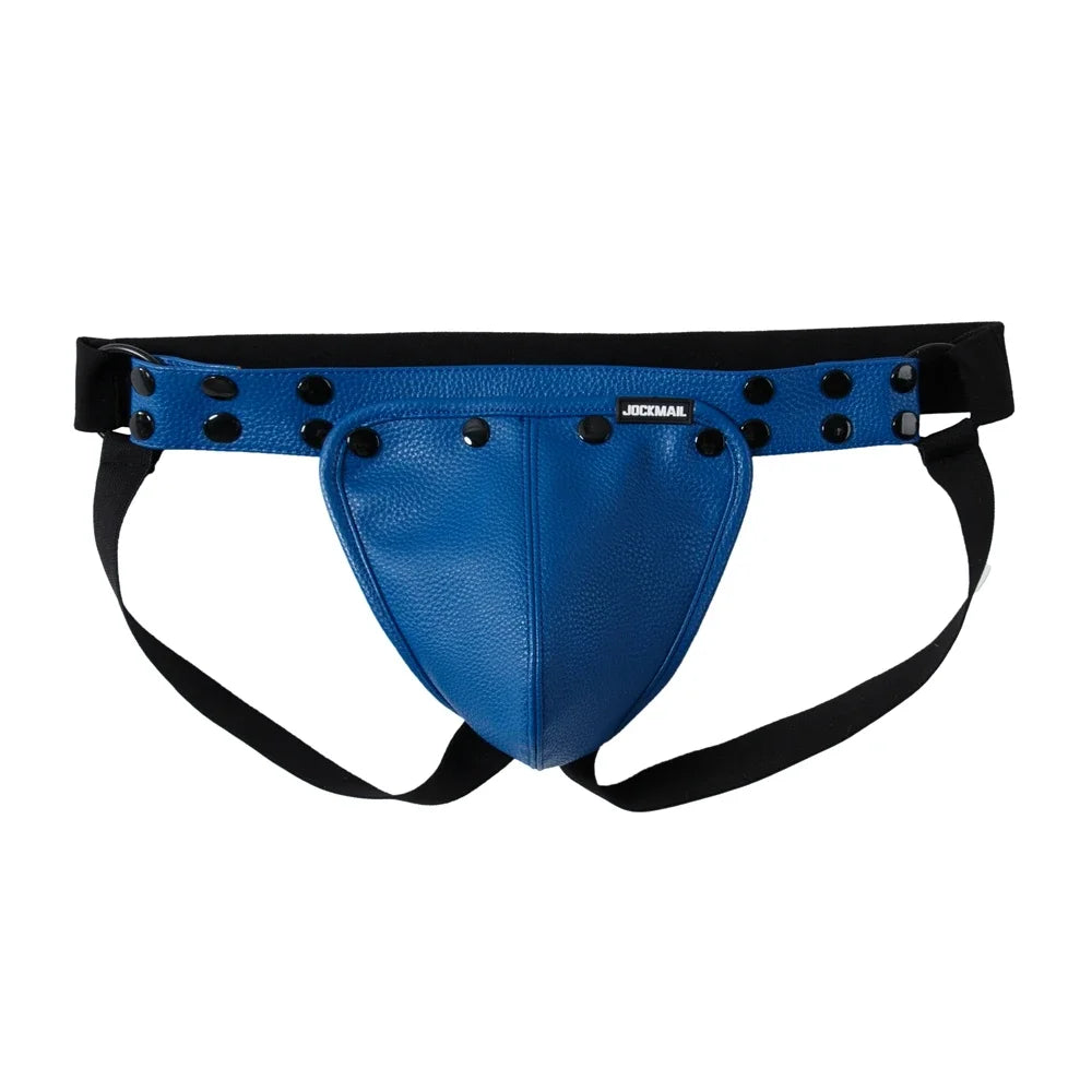 Men's Leather Tri Harness Chest Armor Buckles Adjustable Size Removable Pouch Faux Leather Jockstrap Gay Underwear Costumes