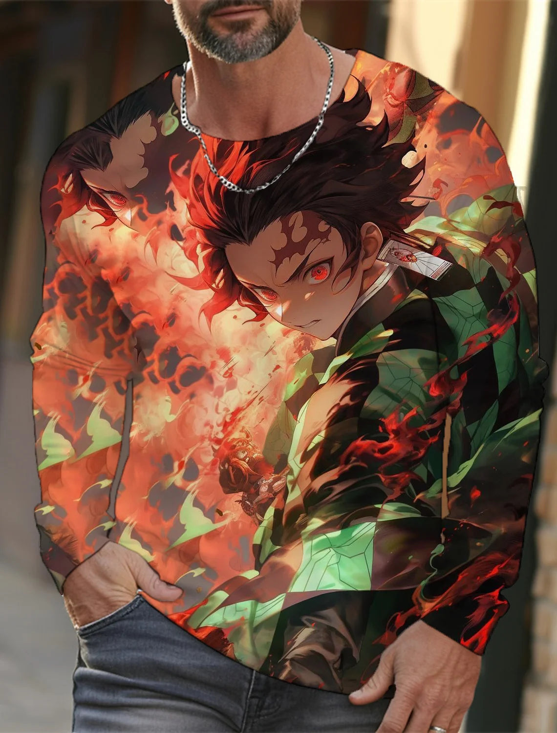 Men's long-sleeved T-shirt 3D printing anime printing men's long-sleeved T-shirt autumn tops HD pattern printing T-shirt