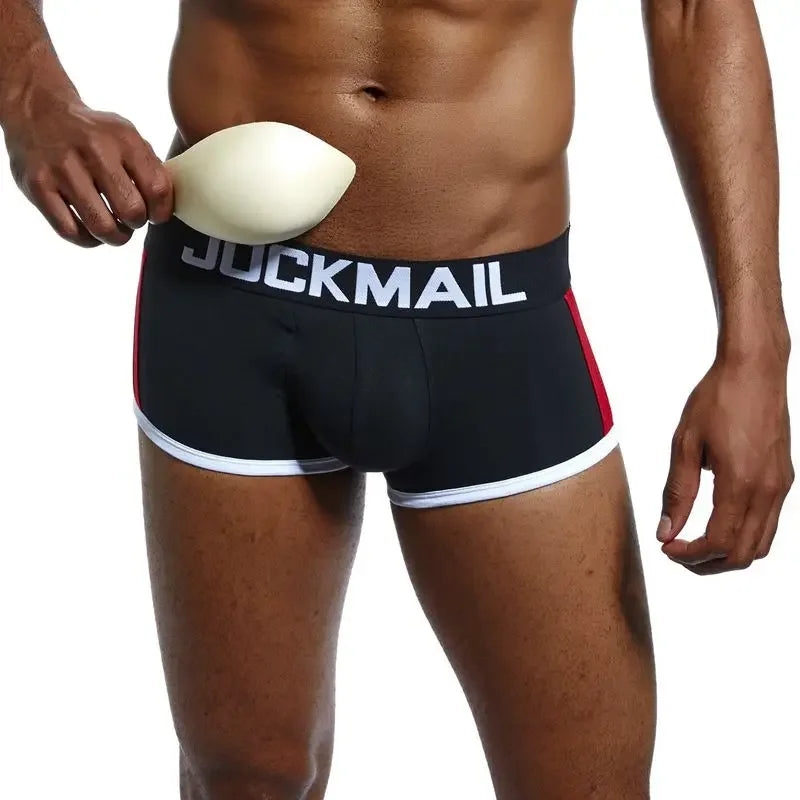 JOCKMAIL Mens Underwear Boxers Bulge Enhancing with Push Up Cup Underwear Men Shorts Trunk Enlarge Mens Panties Underpants