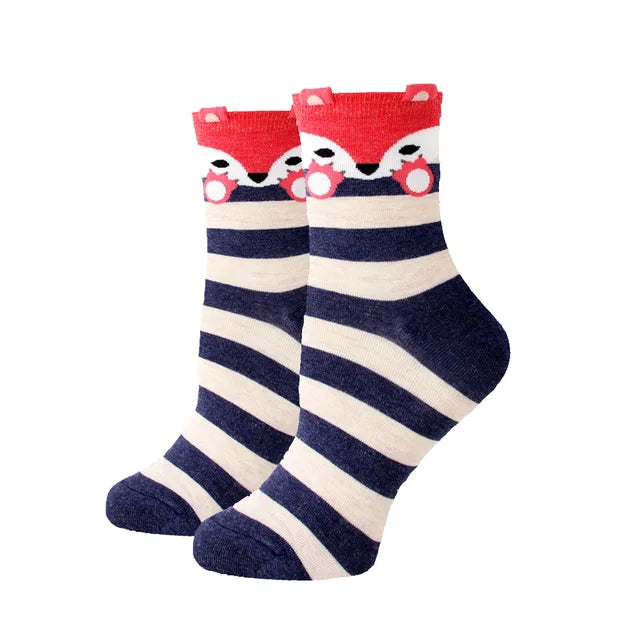 Women Socks New Funny Cute Cartoon Animal Cat Dog Parrot Novelty