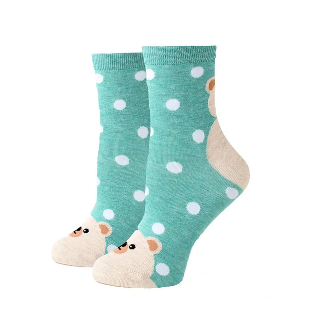 Women Socks New Funny Cute Cartoon Animal Cat Dog Parrot Novelty Socks