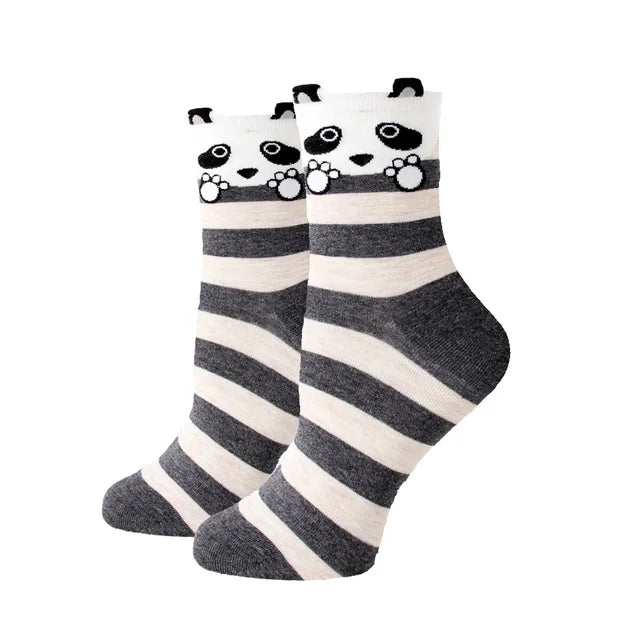 Women Socks New Funny Cute Cartoon Animal Cat Dog Parrot Novelty Socks