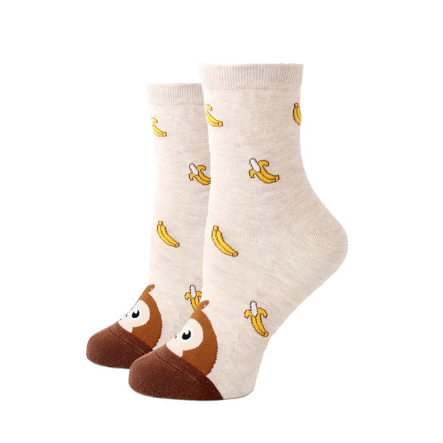 Women Socks New Funny Cute Cartoon Animal Cat Dog Parrot Novelty Socks