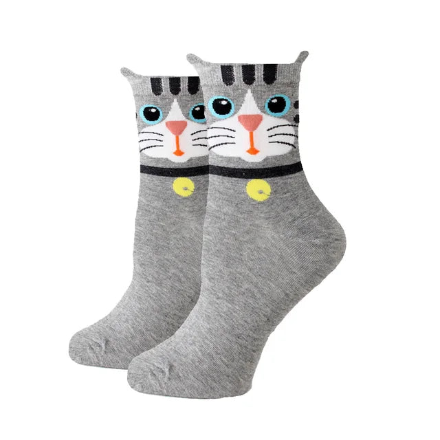 Women Socks New Funny Cute Cartoon Animal Cat Dog Parrot Novelty Socks