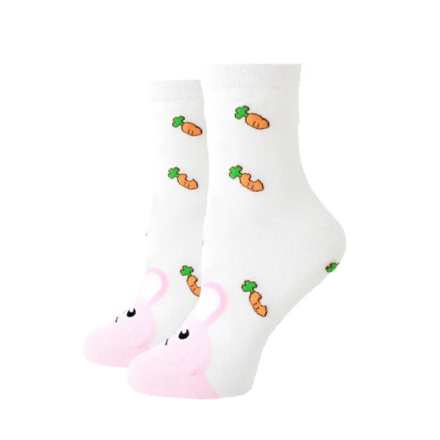 Women Socks New Funny Cute Cartoon Animal Cat Dog Parrot Novelty Socks