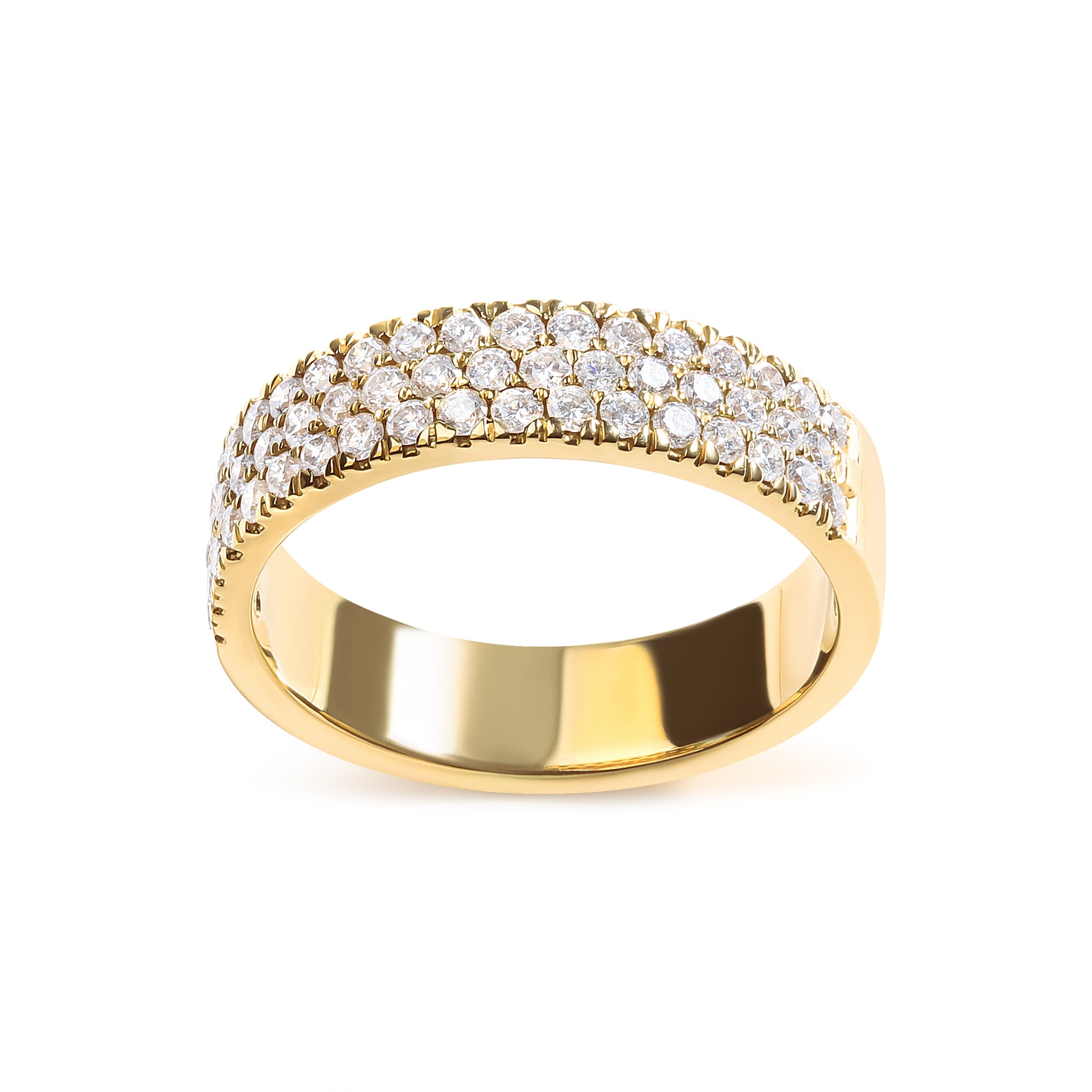 14K Yellow Gold Pave Set 3/4 cttw Multi Row Diamond Band Ring (H-I Color, SI2-I1 Clarity) - Size 7
