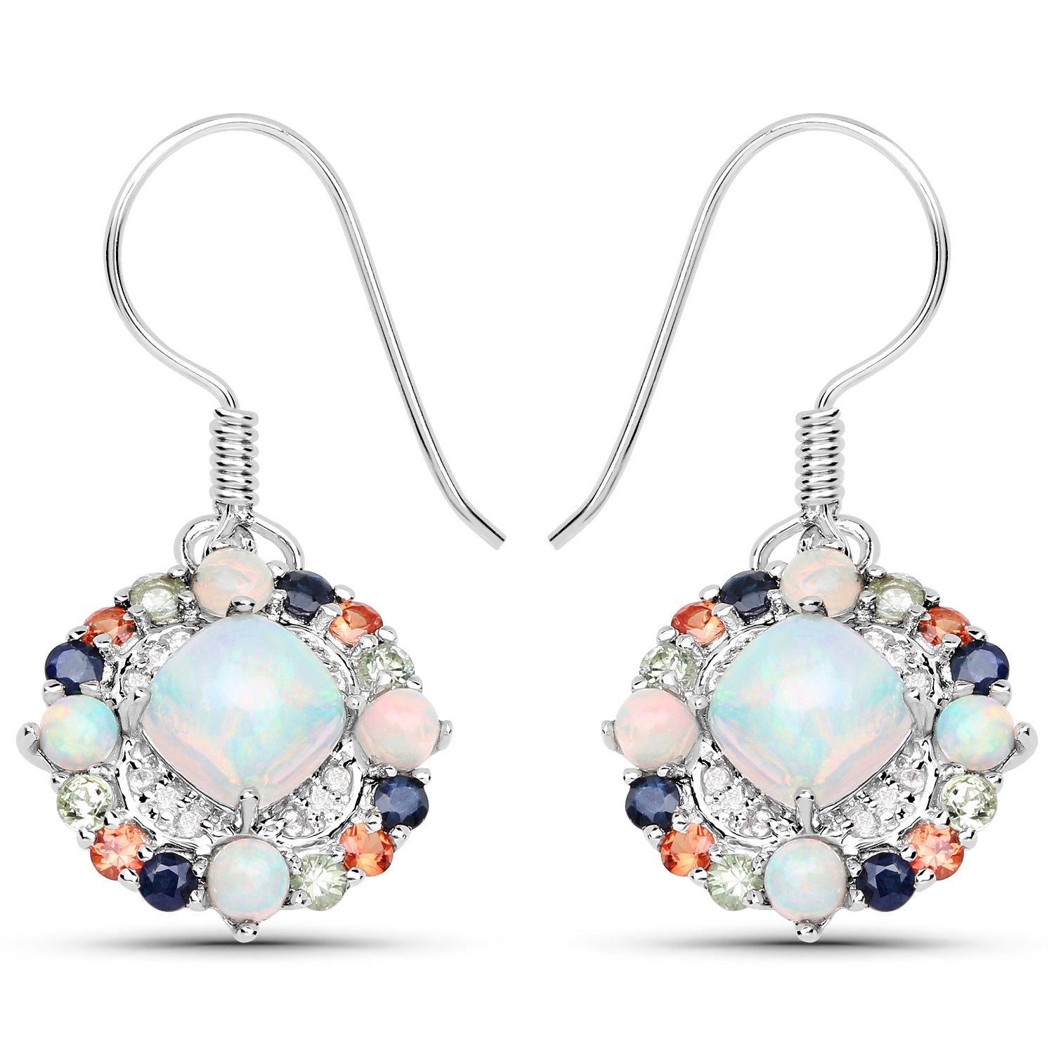 4.73 Carat Genuine Multi Stone .925 Sterling Silver Earrings