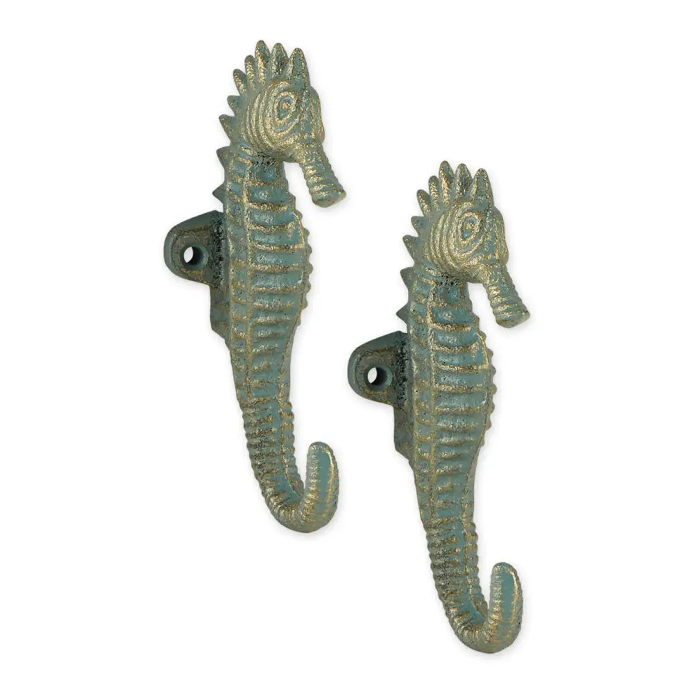 Aquamarine Seahorse Hook Set Of 2 Decor