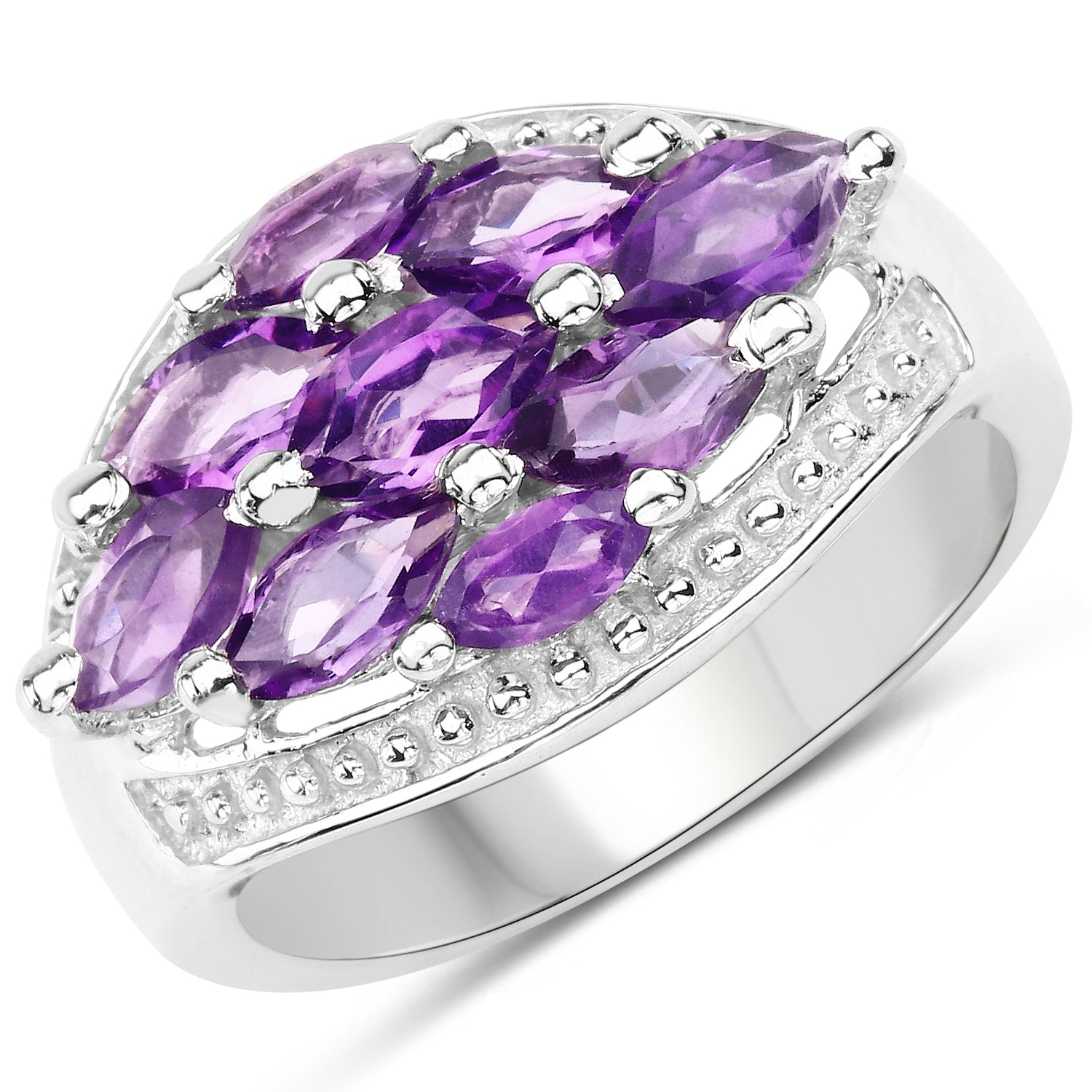 1.91 Carat Genuine Amethyst .925 Sterling Silver Ring