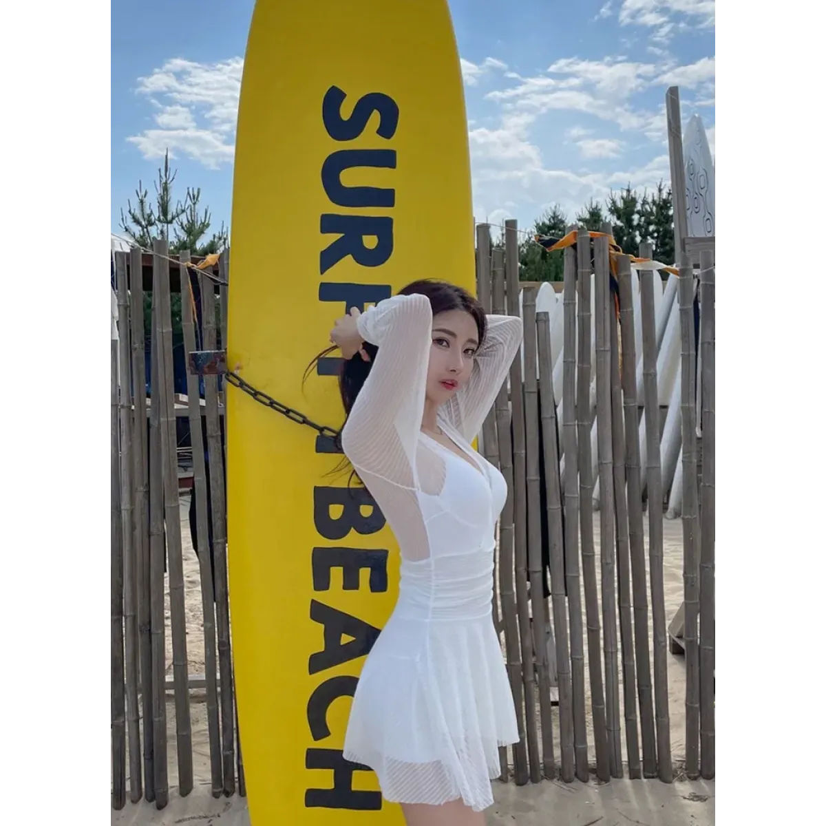 Mesh Low Cut Backless Swimsuit – Korean Beach Dress Biquinis 2025