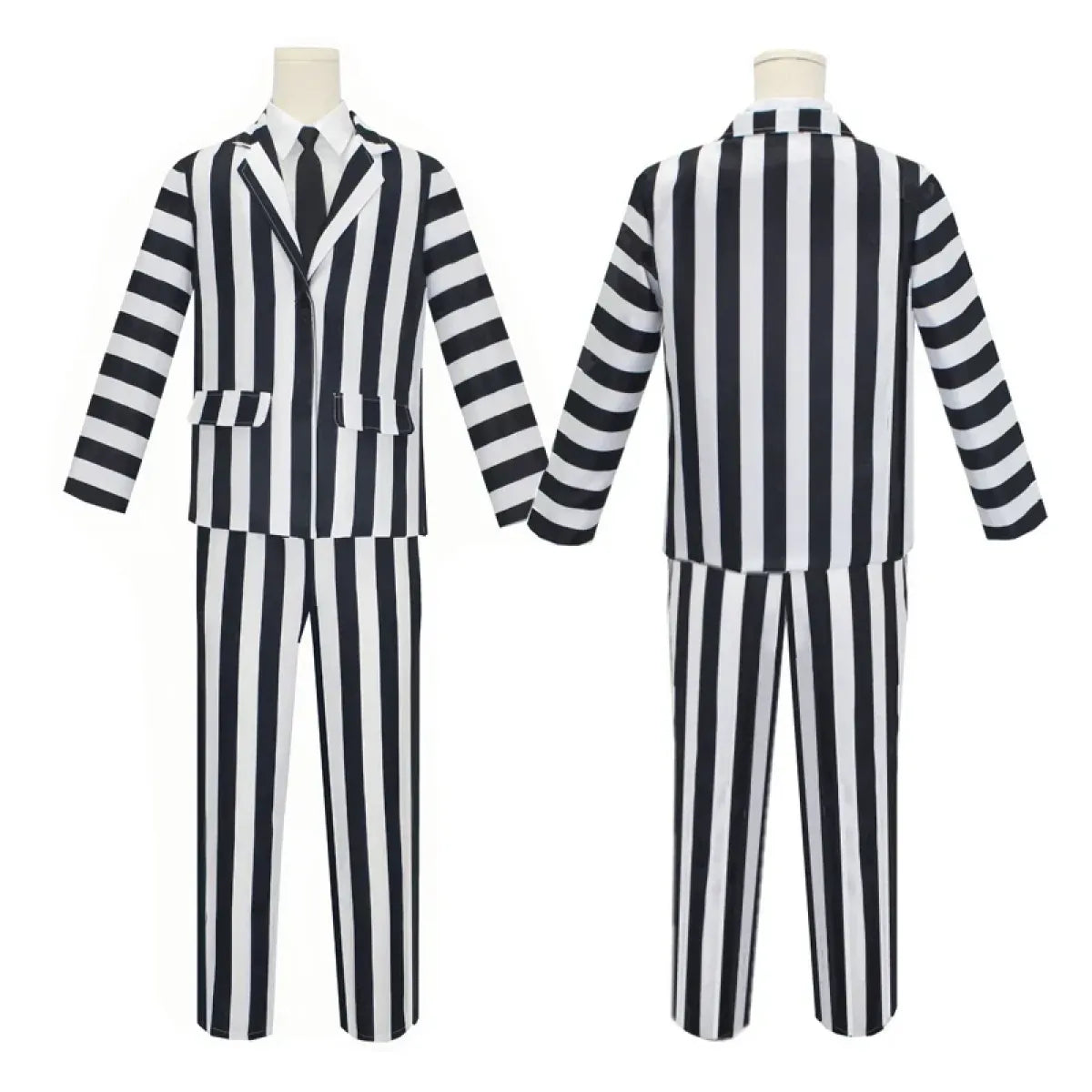 Beetlejuice Cosplay Suit – Black & White Striped Costume Set