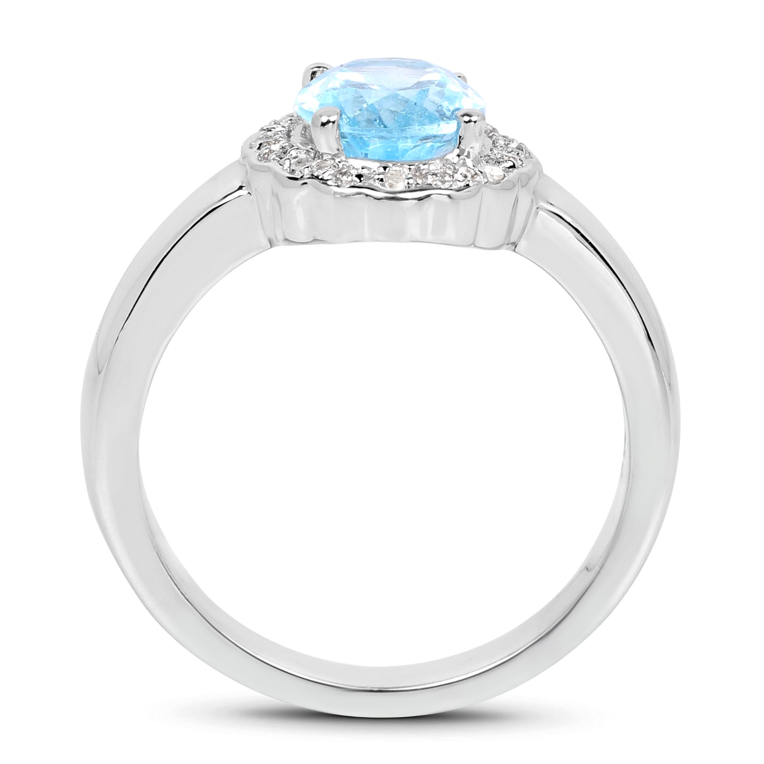 2.58 Carat Genuine Blue Topaz and White Topaz .925 Sterling Silver Ring