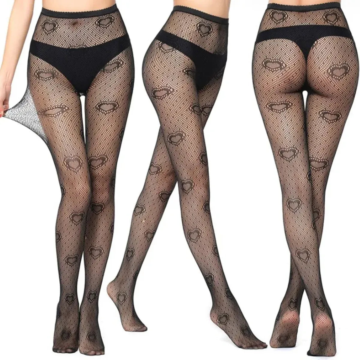 Black Lolita Fishnet Body High Socks