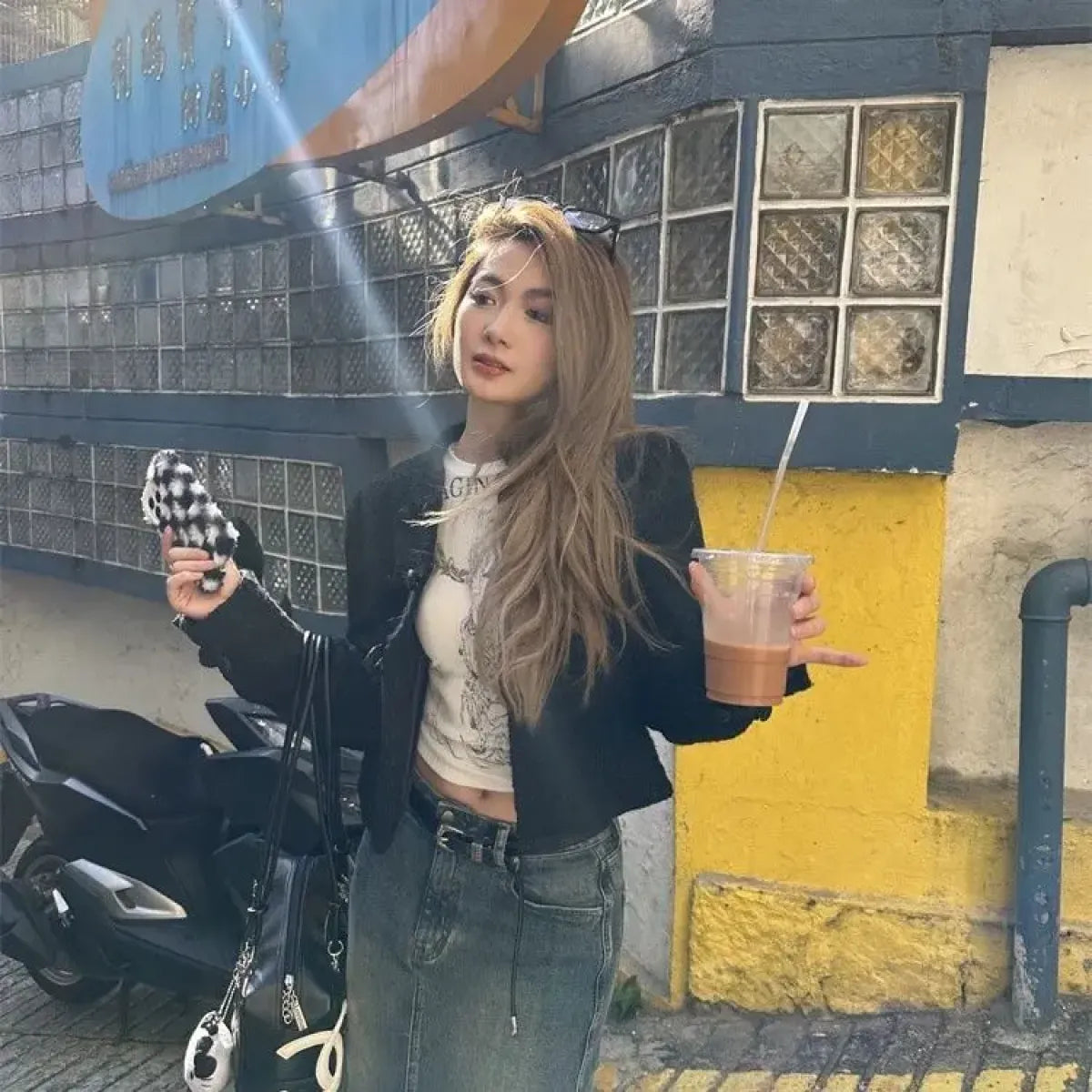 Black Qi Lolita Knit Cardigan – Neo-Chinese Y2K Long Sleeve Coat