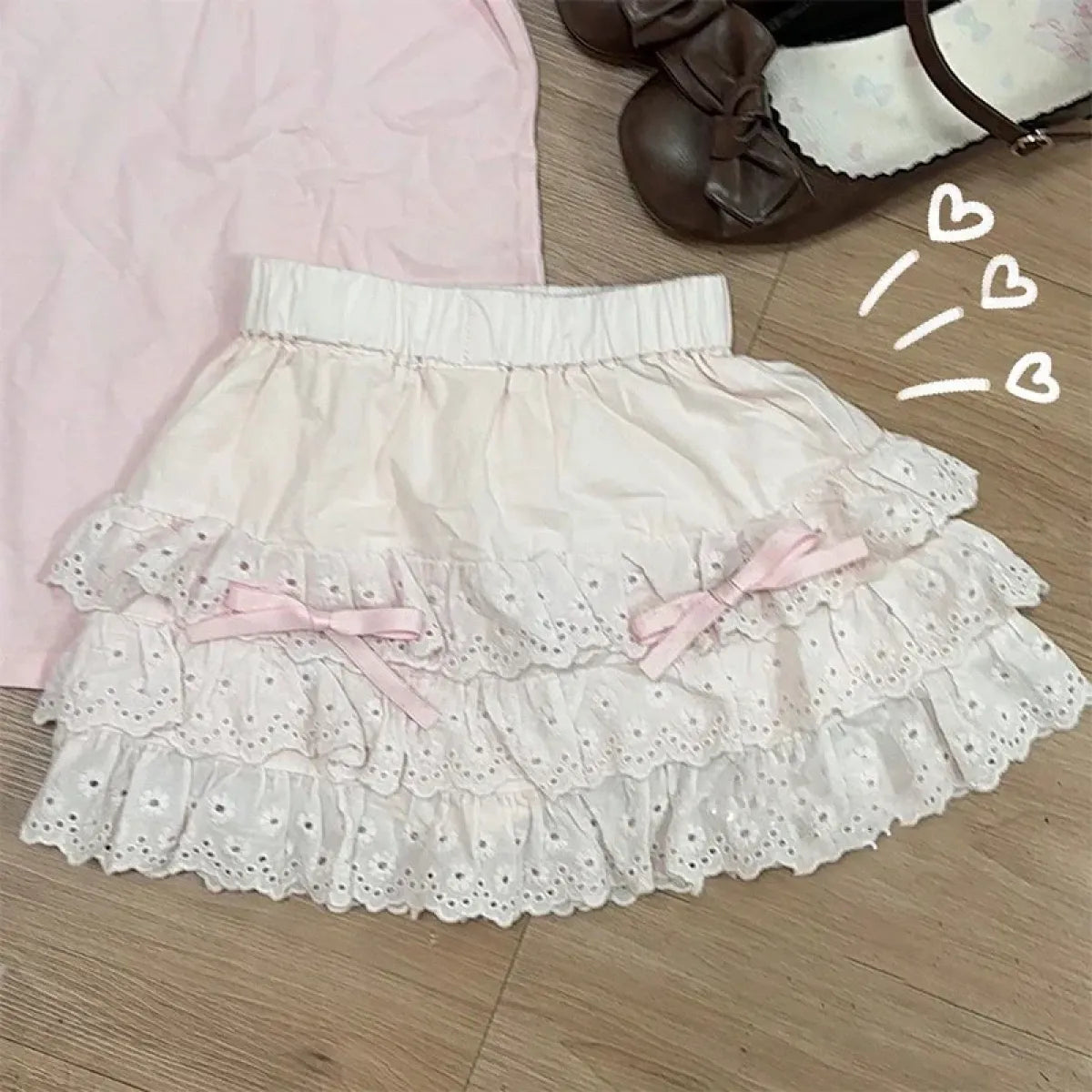 Lace Ruffle Mini Skirt – Kawaii Sweet Lolita Bow Detail
